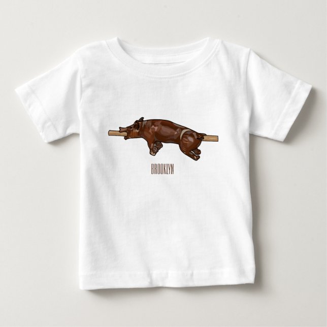 Pig roast / hog roast cartoon illustration baby T-Shirt (Front)