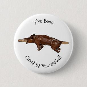 Pig roast / hog roast cartoon illustration button