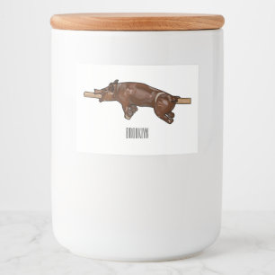 Pig roast / hog roast cartoon illustration food label