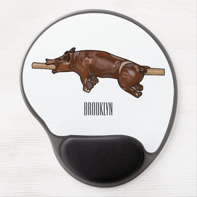 Pig roast / hog roast cartoon illustration gel mouse pad (Front)