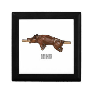 Pig roast / hog roast cartoon illustration gift box