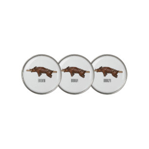 Pig roast / hog roast cartoon illustration golf ball marker
