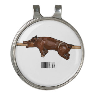 Pig roast / hog roast cartoon illustration golf hat clip