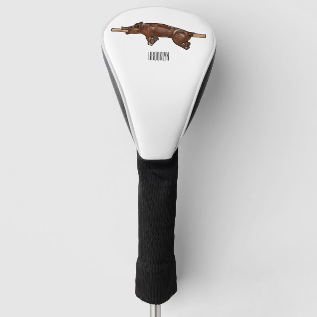 Pig roast / hog roast cartoon illustration golf head cover (Front)