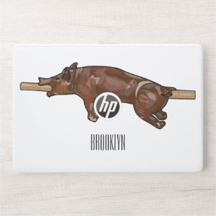 Pig roast / hog roast cartoon illustration HP laptop skin