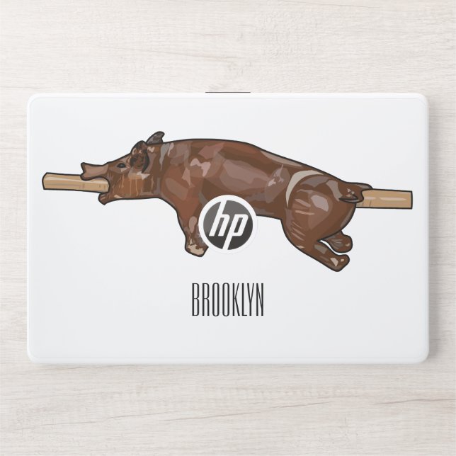 Pig roast / hog roast cartoon illustration HP laptop skin (Front)