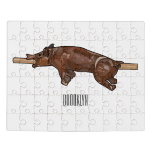 Pig roast / hog roast cartoon illustration jigsaw puzzle