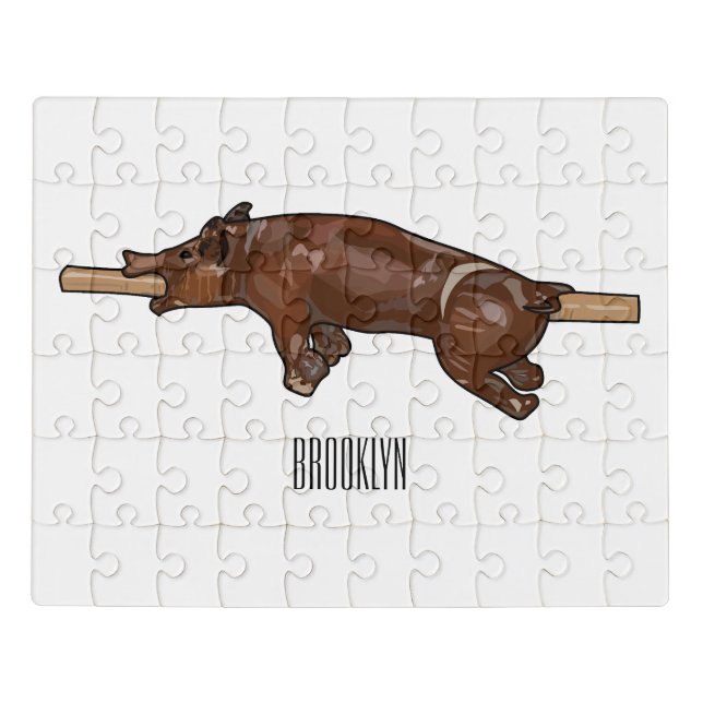 Pig roast / hog roast cartoon illustration jigsaw puzzle (Puzzle Horizontal)