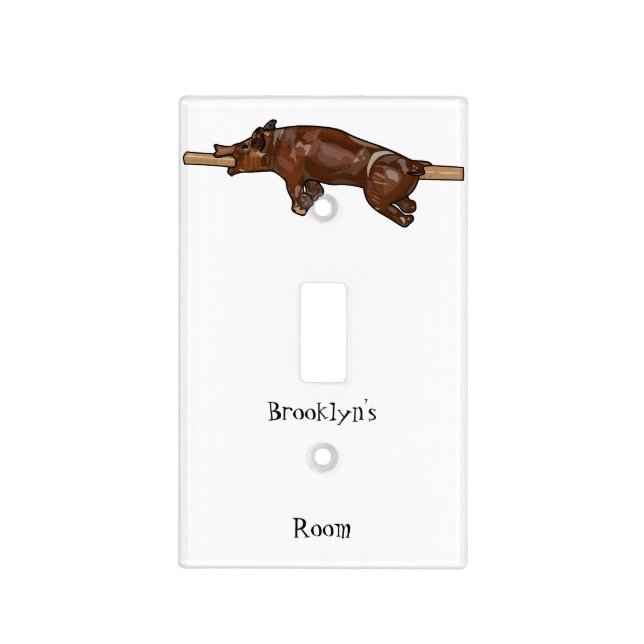 Pig roast / hog roast cartoon illustration light switch cover (Front)
