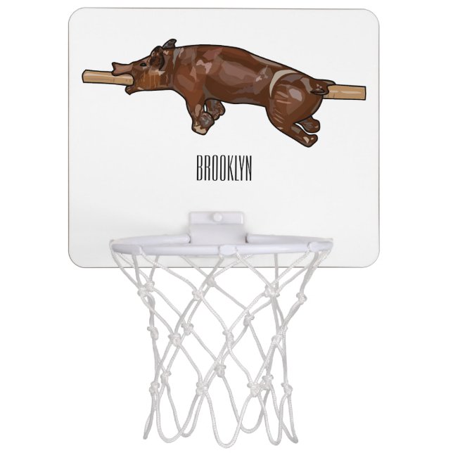 Pig roast / hog roast cartoon illustration mini basketball hoop (Front)