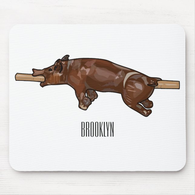 Pig roast / hog roast cartoon illustration mouse pad (Front)