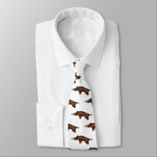 Pig roast / hog roast cartoon illustration neck tie
