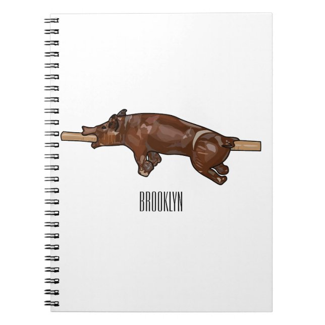Pig roast / hog roast cartoon illustration notebook (Front)