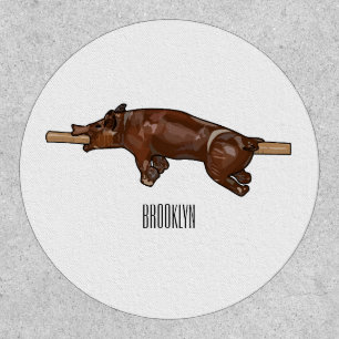 Pig roast / hog roast cartoon illustration patch