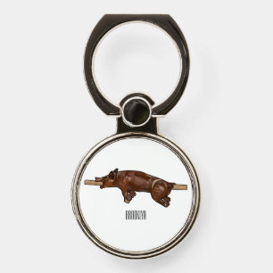 Pig roast / hog roast cartoon illustration phone ring stand
