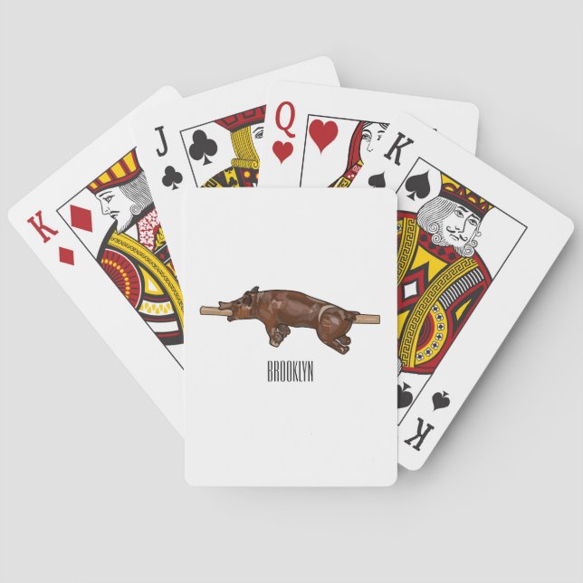 Pig roast / hog roast cartoon illustration poker cards (Back)