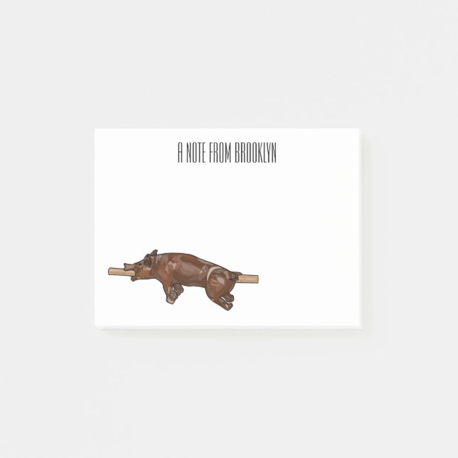 Pig roast / hog roast cartoon illustration post-it notes (Front)