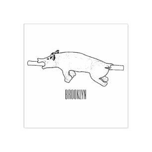 Pig roast / hog roast cartoon illustration rubber stamp