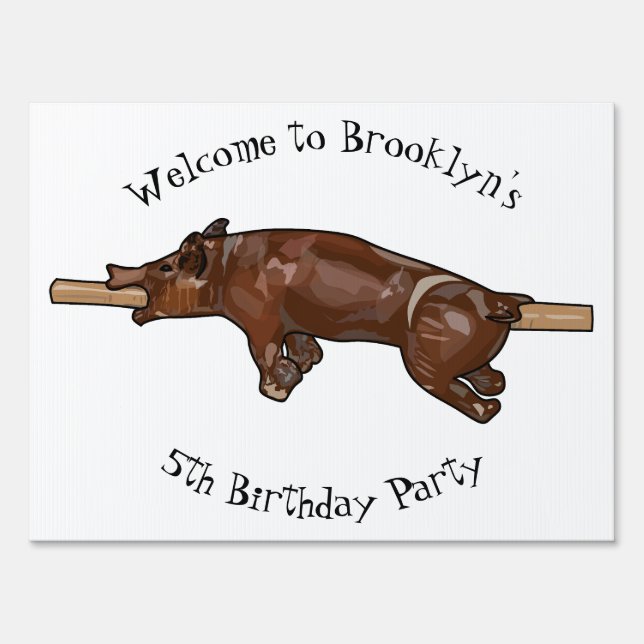 Pig roast / hog roast cartoon illustration sign (Front)