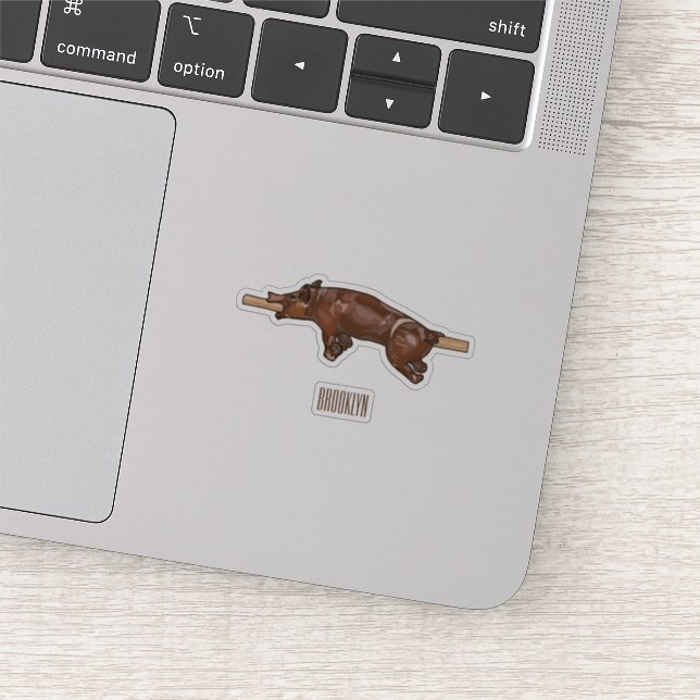Pig roast / hog roast cartoon illustration sticker (Detail)