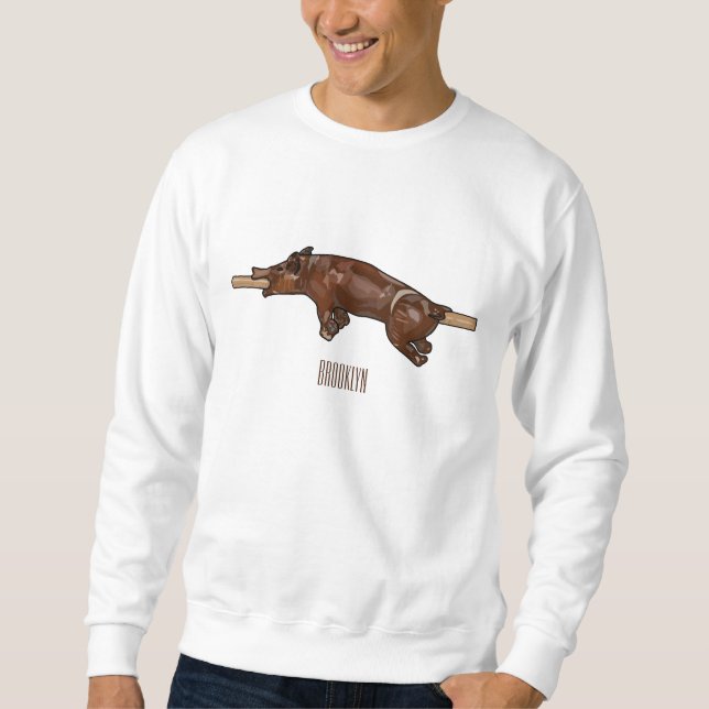 Pig roast / hog roast cartoon illustration sweatshirt (Front)