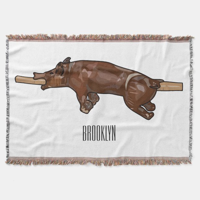 Pig roast / hog roast cartoon illustration throw blanket (Front)