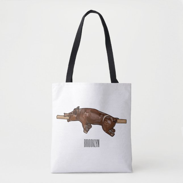 Pig roast / hog roast cartoon illustration tote bag (Front)