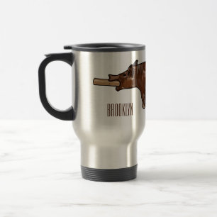 Pig roast / hog roast cartoon illustration travel mug