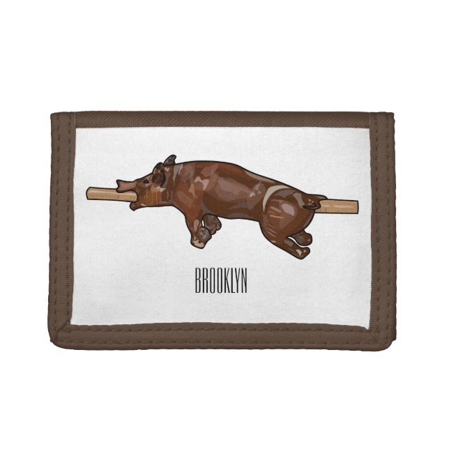 Pig roast / hog roast cartoon illustration trifold wallet (Front)