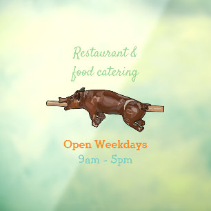 Pig roast / hog roast cartoon illustration window cling