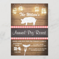 Pig Roast invitation BBQ BaByQ Shower Rustic wood
