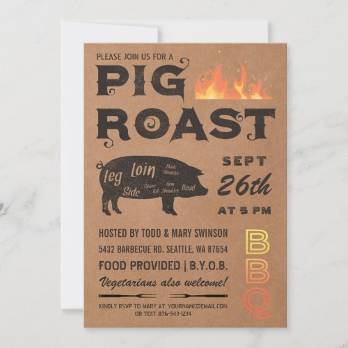 Pig Roast Invitations  BBQ Butcher Paper