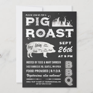 Pig Roast Invitations BBQ Chalkboard
