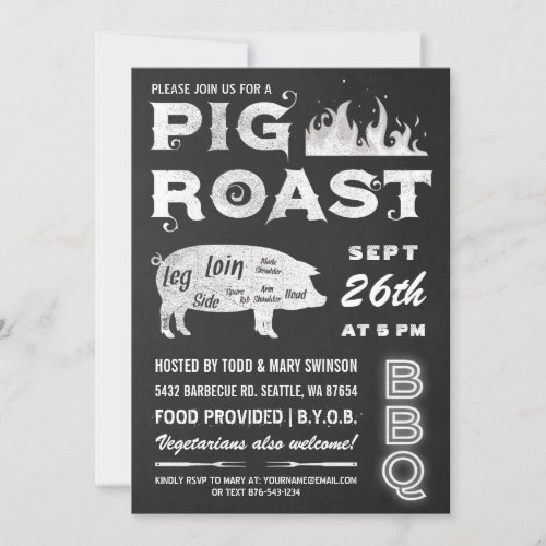 Pig Roast Invitations  BBQ Chalkboard