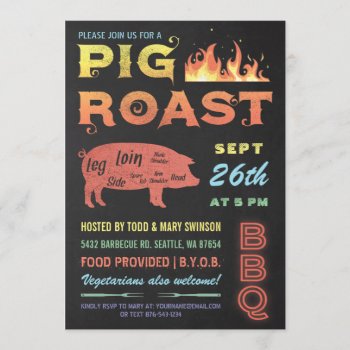 Pig Roast Invitations | Bbq Chalkboard Color by Anything_Goes at Zazzle