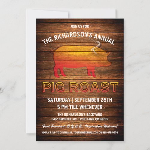 Pig Roast Invitations  Wood Branding
