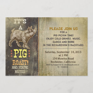 pig roast old vintage party invitations
