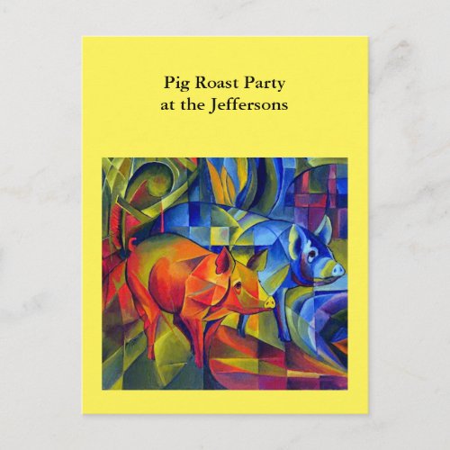 pig roast party invitation postcard