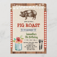 Pig roast party theme invitation