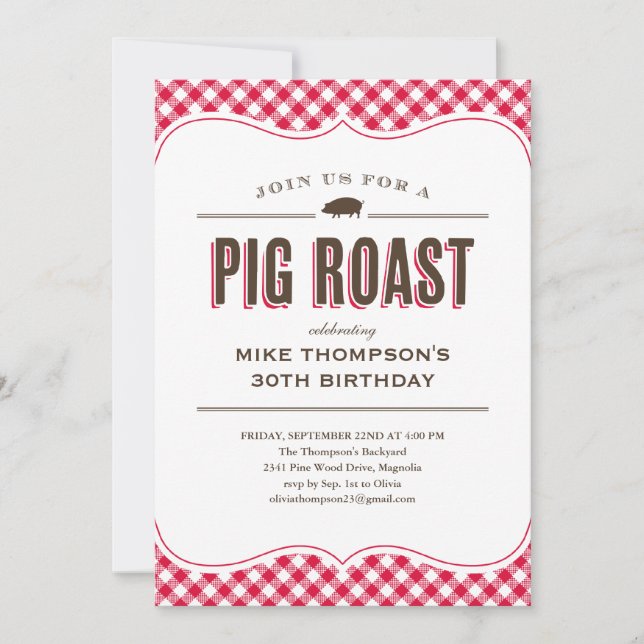 Pig Roast Table Cloth Invitations (Front)