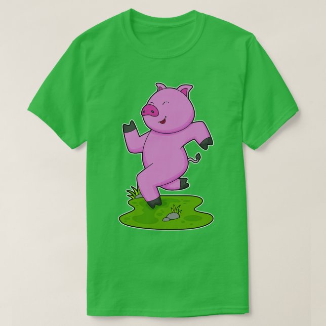 Pig Running Fitness T-Shirt (Design Front)