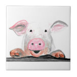 Pig Rustic Farm Animals Farmyard watercolor Ceramic Tile<br><div class="desc">Pig painting tiles. Farmyard,  Farm animal. Kitchen décor.</div>