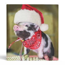Pig santa claus - christmas pig - piglet 3 ring binder