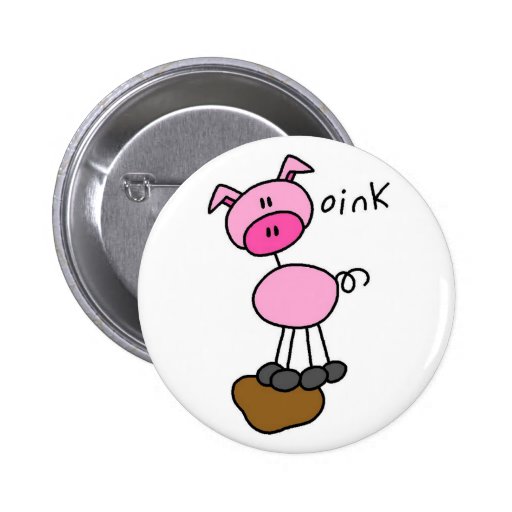 Pig Says Oink T-shirts and Gifts Button | Zazzle