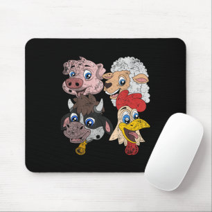 Pig Sheep Cow Chicken Kids Toddlers Funny Farm Squ Mouse Pad