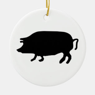 Pig Silhouette Ceramic Ornament