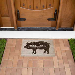 Pig silhouette custom coir fibre doormat for entry fiber doormat