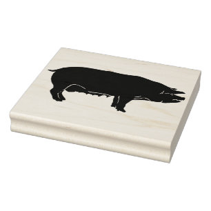 Pig Silhouette Facing Right Vintage Art Stamp
