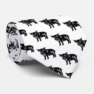 Pig Silhouette Farm BBQ Neck Tie