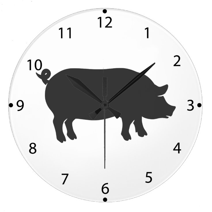 Pig silhouette large clock | Zazzle